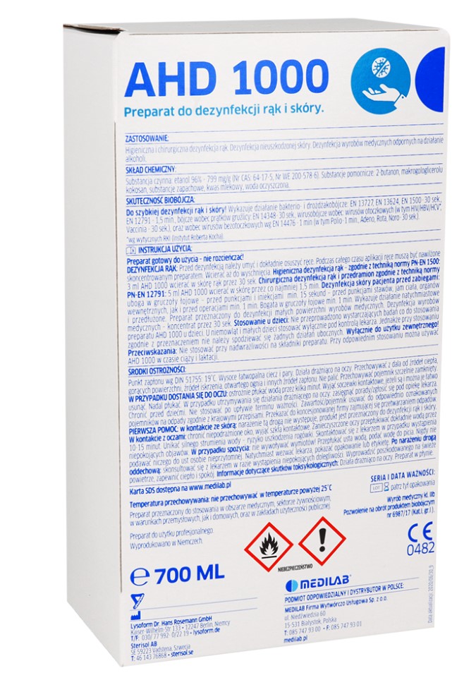 AHD 1000 700ml sterisol dezynfekcja rąk